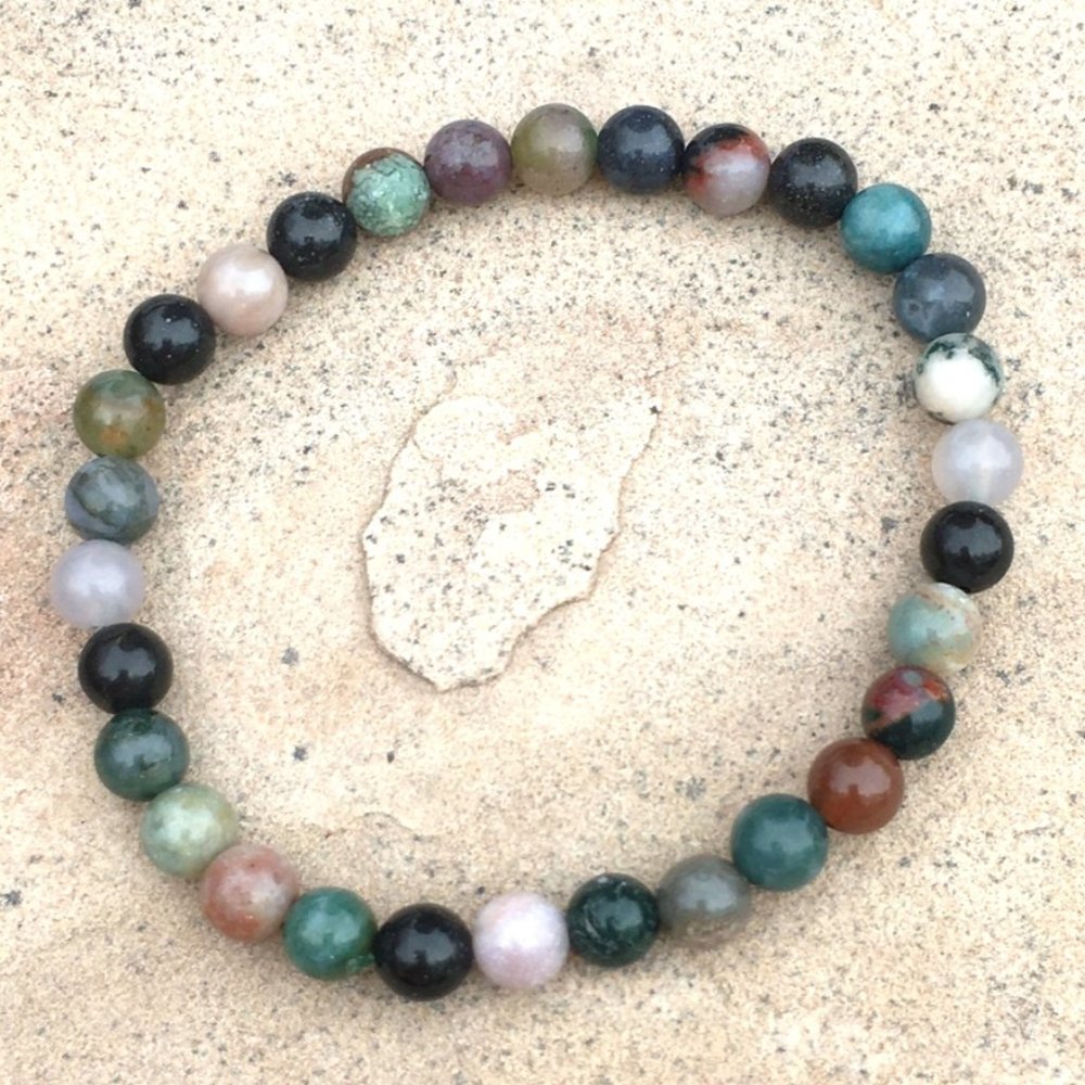 Natural Multicolor Jasper Bead Bracelet Stretchy